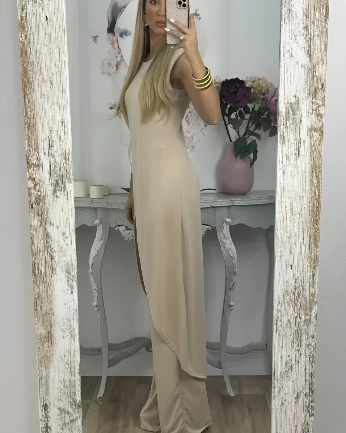 Conjunto Helena | Sem Manga - Linho Premium (Estilo Europeu)