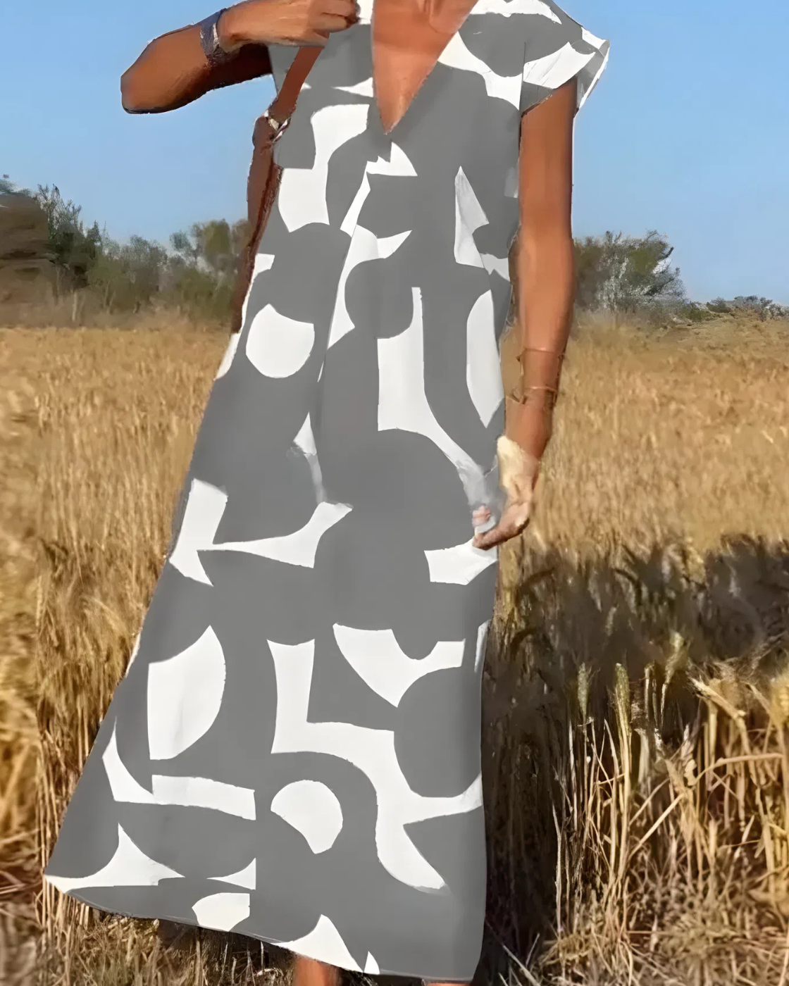 Vestido Portinho | Decote em V - Fresco e Soltinho (Estilo Europeu)