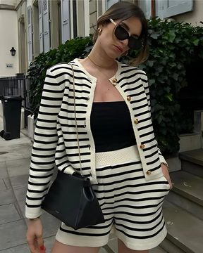 Conjunto Cardigan Amélie | Shorts de Tricô Amélie (Estio Francês)