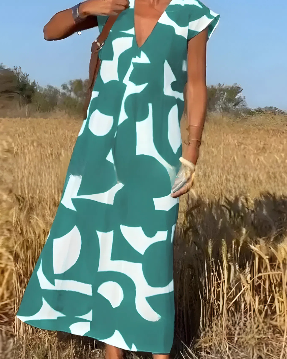 Vestido Portinho | Decote em V - Fresco e Soltinho (Estilo Europeu)